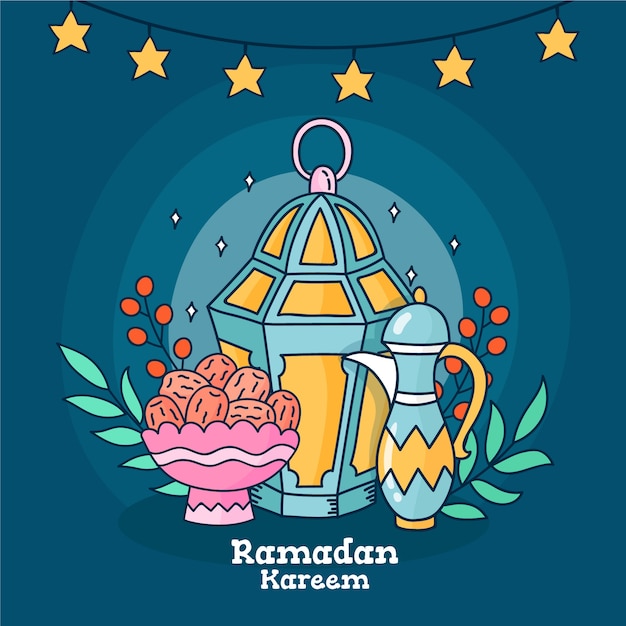 Gratis vector handgetekende ramadan viering ontwerp