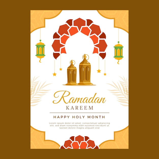 Gratis vector handgetekende ramadan wenskaartsjabloon