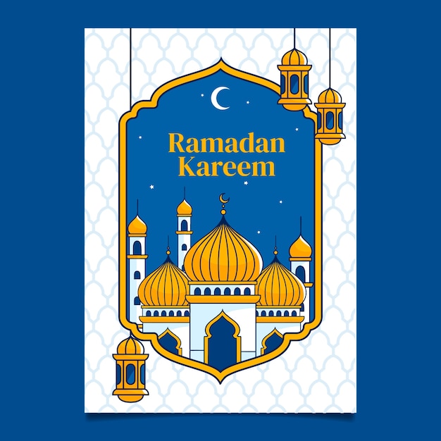 Gratis vector handgetekende ramadan wenskaartsjabloon