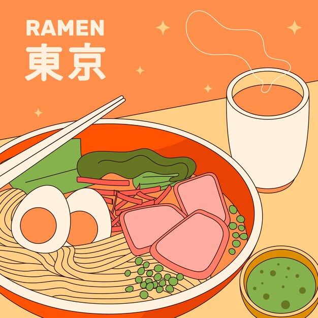 Gratis vector handgetekende ramen-illustratie