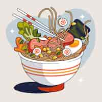 Gratis vector handgetekende ramen-illustratie