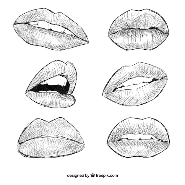 Gratis vector handgetekende realist lippen