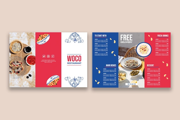 Handgetekende restaurantbrochure-sjabloon