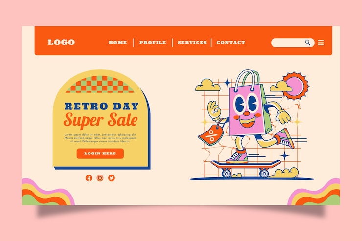 Gratis Vector handgetekende retro branding bestemmingspagina sjabloon