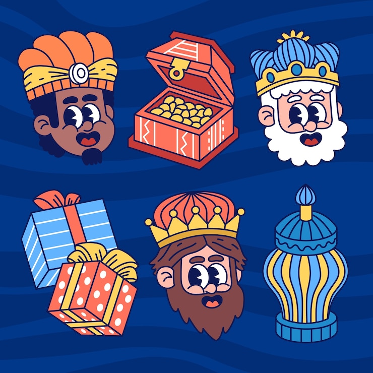 Gratis Vector handgetekende reyes magos ontwerpelementen collectie