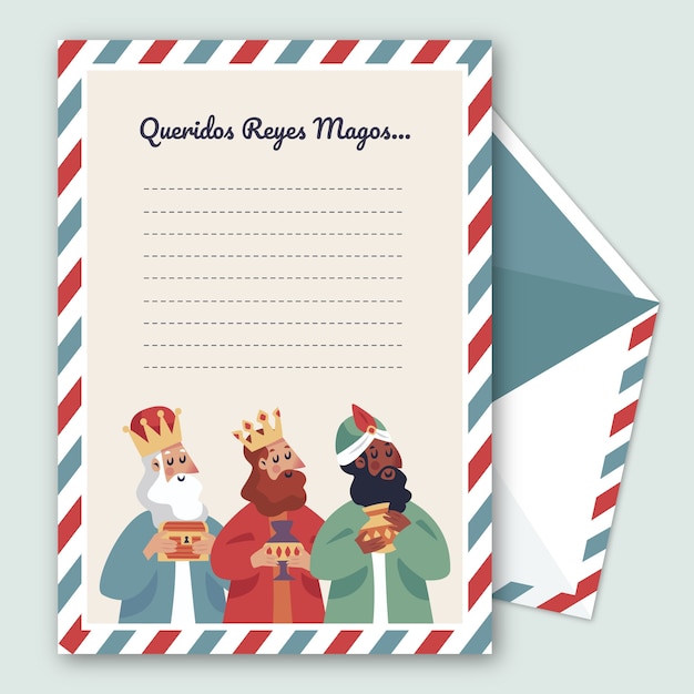 Gratis vector handgetekende reyes magos verlanglijst briefsjabloon