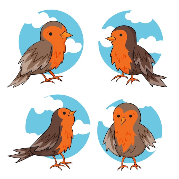 Gratis vector handgetekende robin-collectie