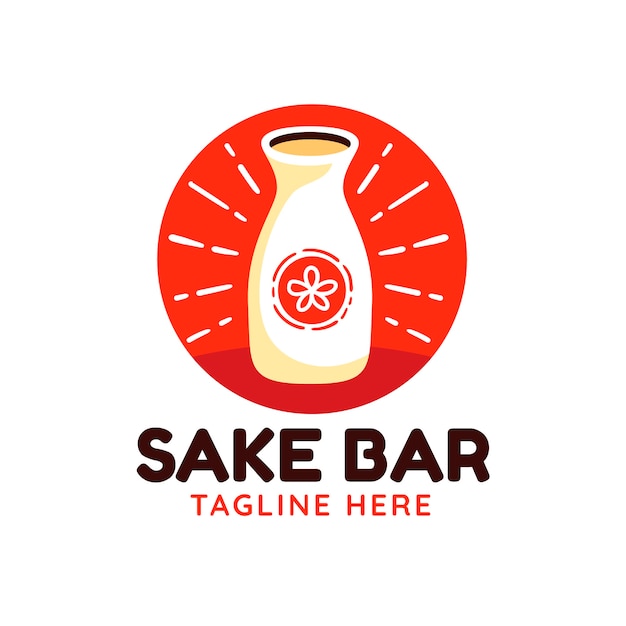 Handgetekende sake-logosjabloon