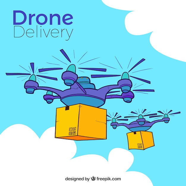 Gratis vector handgetekende samenstelling met afleveringsdrones