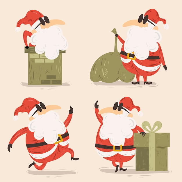 Gratis vector handgetekende santa claus karakters collectie