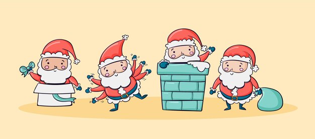 Gratis vector handgetekende santa claus karakters collectie