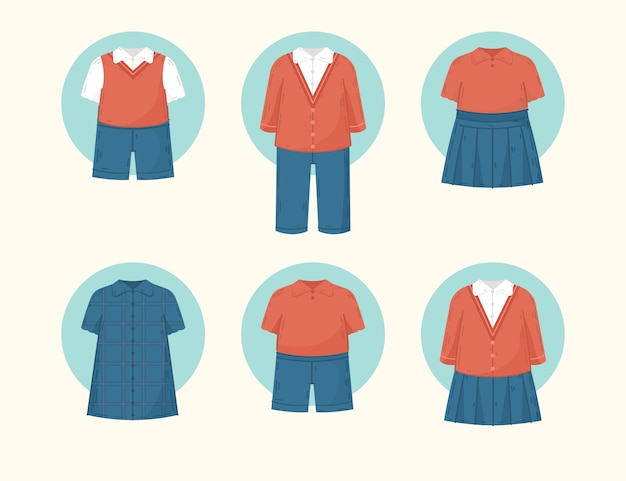 Handgetekende schooluniform element collectie