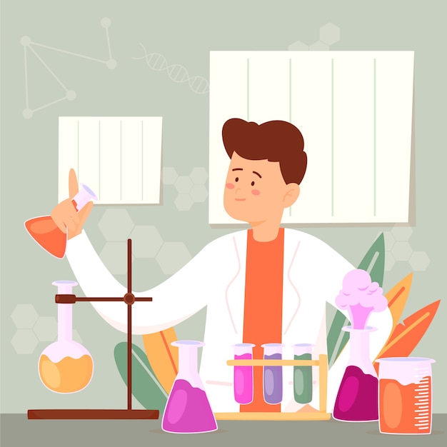 Gratis vector handgetekende science lab concept