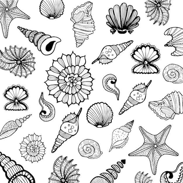 Gratis vector handgetekende shells collection