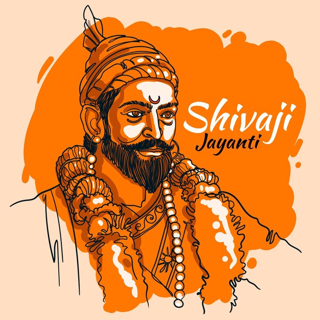 Handgetekende shivaji jayanti illustratie