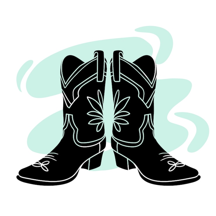 Gratis Vector handgetekende silhouet van cowboy laarzen