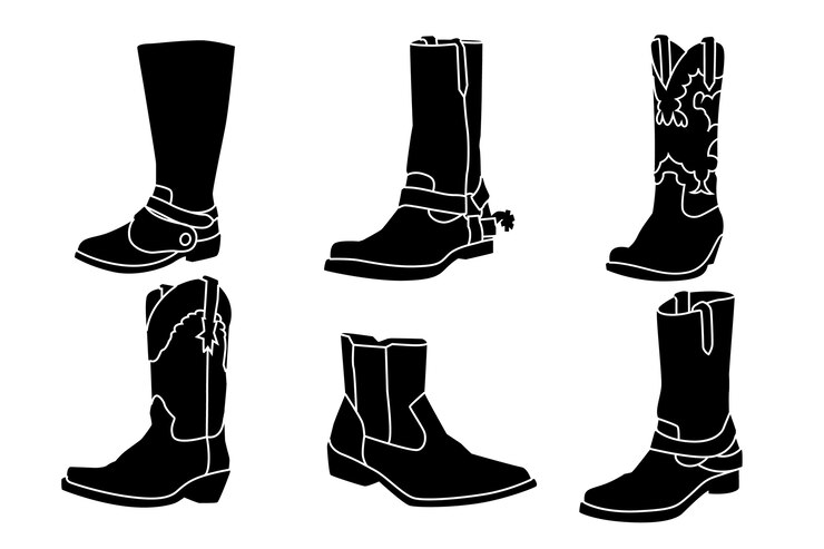 Gratis Vector handgetekende silhouet van cowboy laarzen