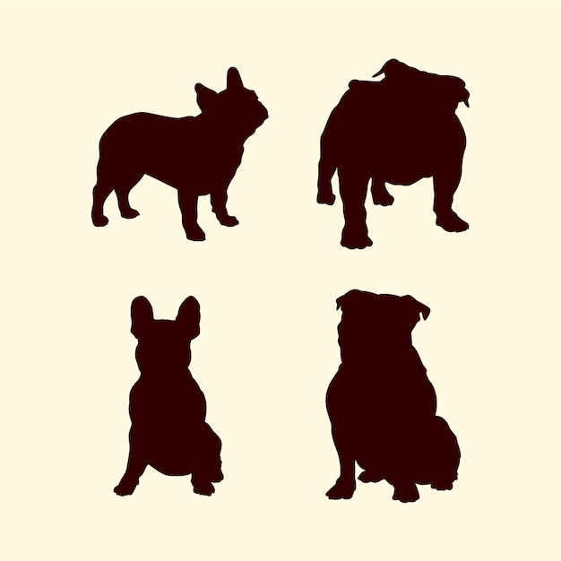 Gratis vector handgetekende silhouet van een bulldog