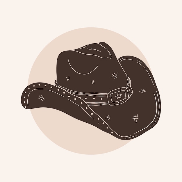 Gratis vector handgetekende silhouet van een cowboyhoed