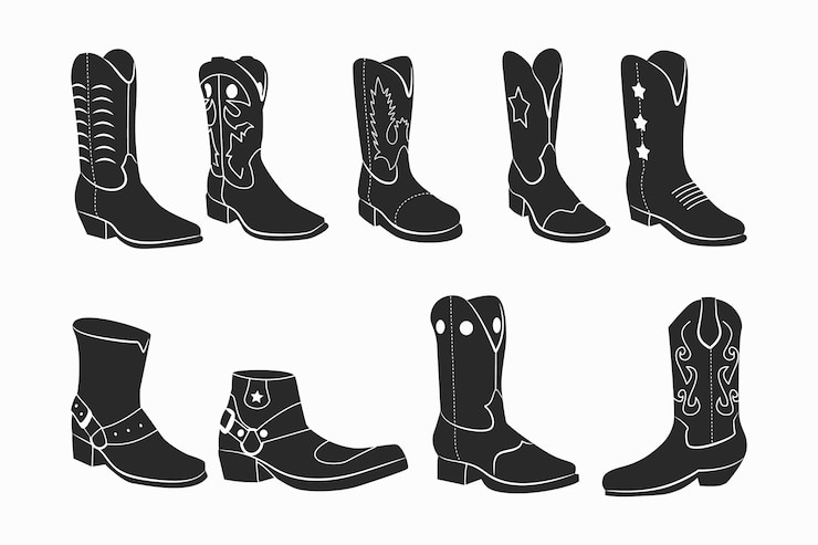 Gratis Vector handgetekende silhouet van een cowboylaarzen