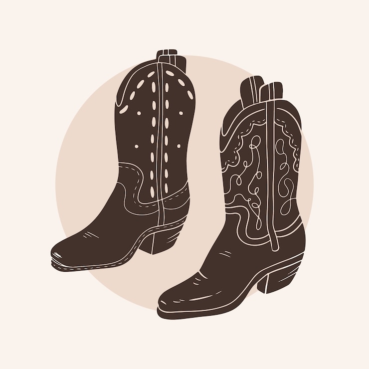 Gratis Vector handgetekende silhouet van een cowboylaarzen
