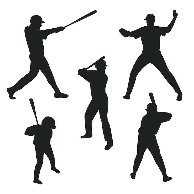 Gratis vector handgetekende silhouet van een honkbalspeler