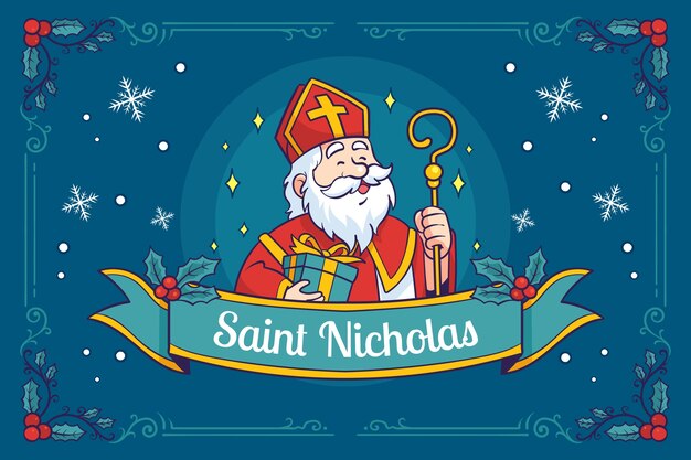 Gratis vector handgetekende sinterklaasachtergrond