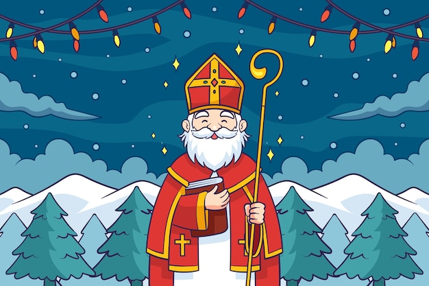 Gratis vector handgetekende sinterklaasachtergrond