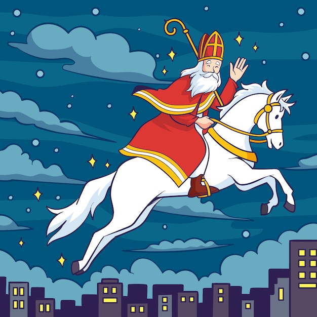 Gratis vector handgetekende sinterklaasillustratie