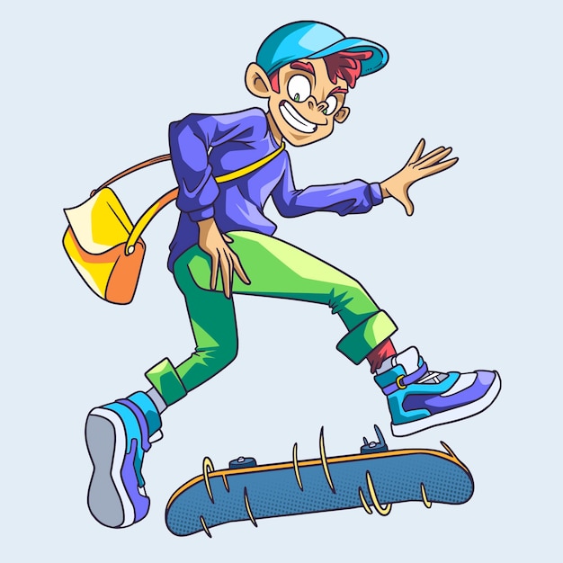 Gratis vector handgetekende skateboarden illustratie