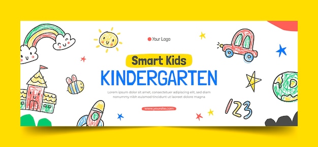 Gratis vector handgetekende sociale media voorbladsjabloon voor kleuterscholen