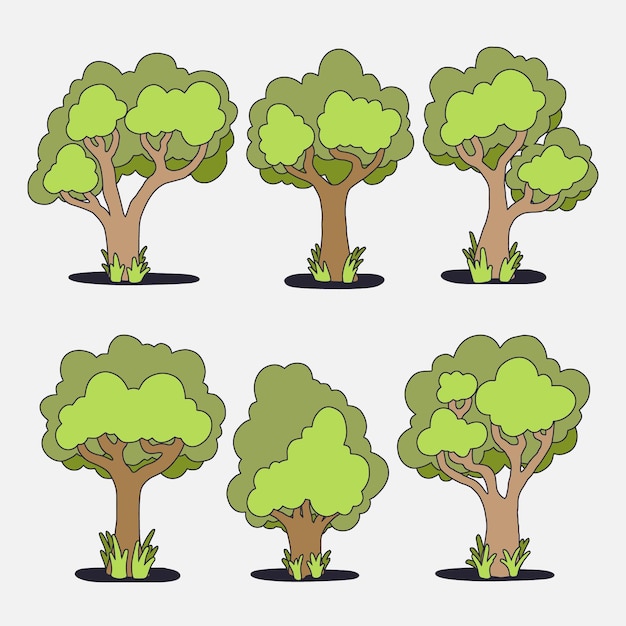 Gratis vector handgetekende soort bomencollectie