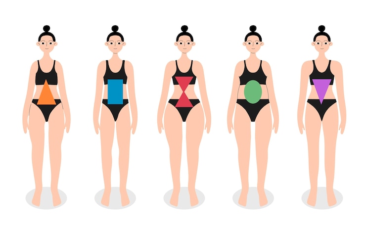 Gratis Vector handgetekende soorten vrouwelijke lichaamsvormen
