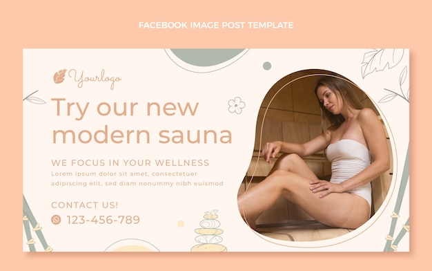 Gratis vector handgetekende spa-behandeling facebook post