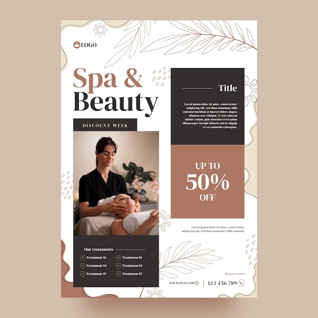 Gratis vector handgetekende spa-behandeling poster sjabloon