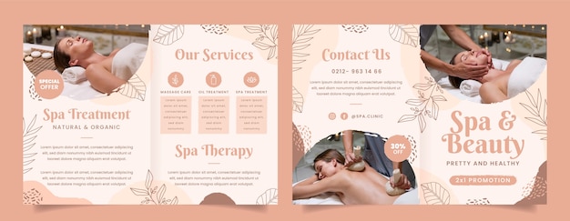 Gratis vector handgetekende spa-therapie brochure sjabloon