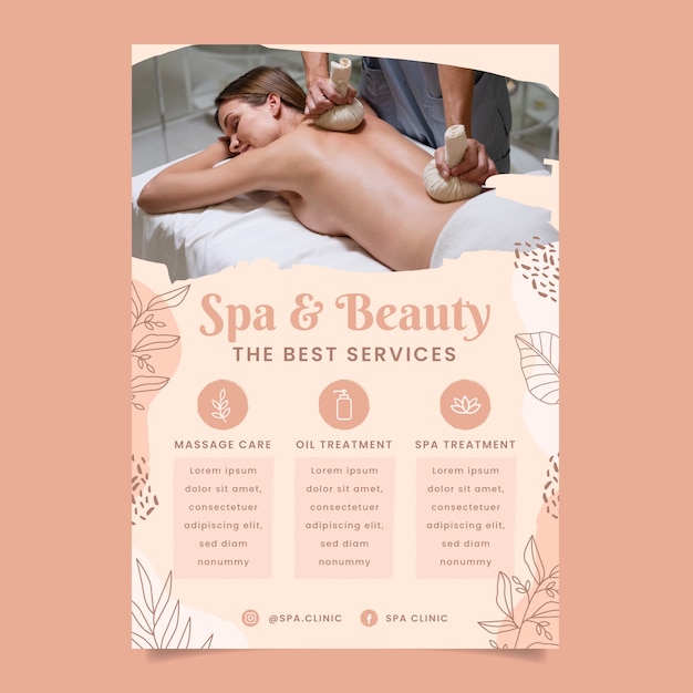 Gratis vector handgetekende spa therapie poster sjabloon