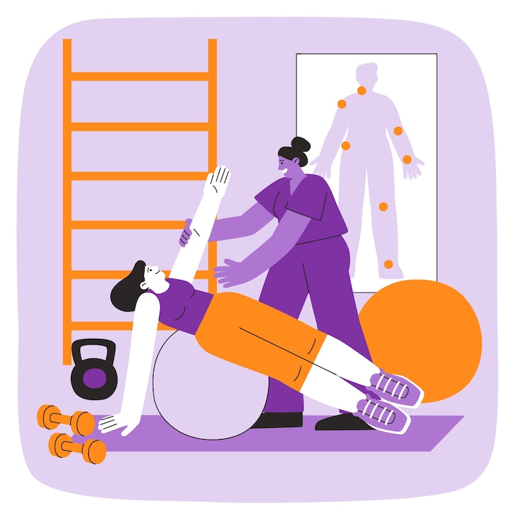 Gratis Vector handgetekende sportfysiotherapie illustratie