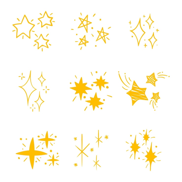 Gratis Vector handgetekende sprankelende sterrencollectie star