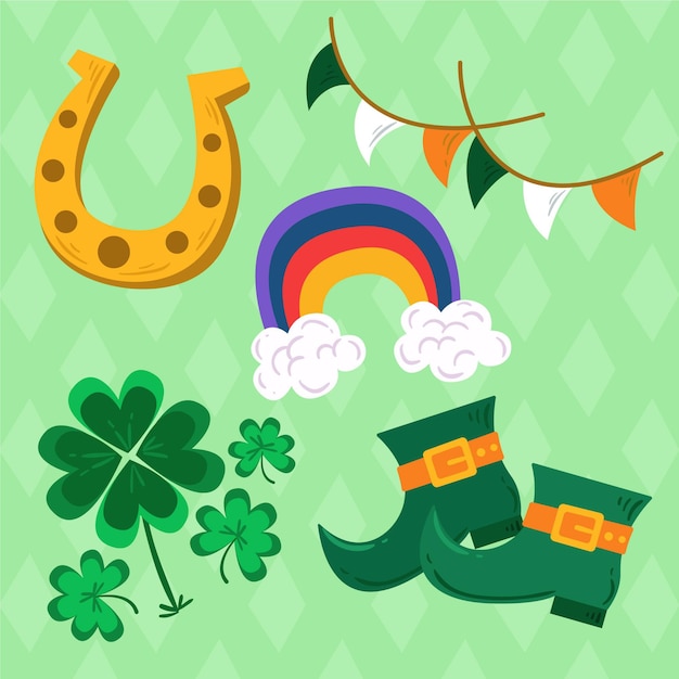 Handgetekende st. patrick's day elementen pack