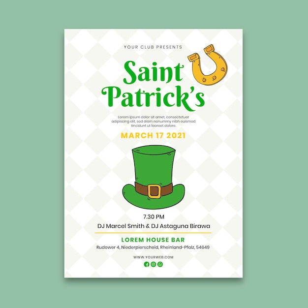 Gratis vector handgetekende st. patrick's day verticale poster sjabloon