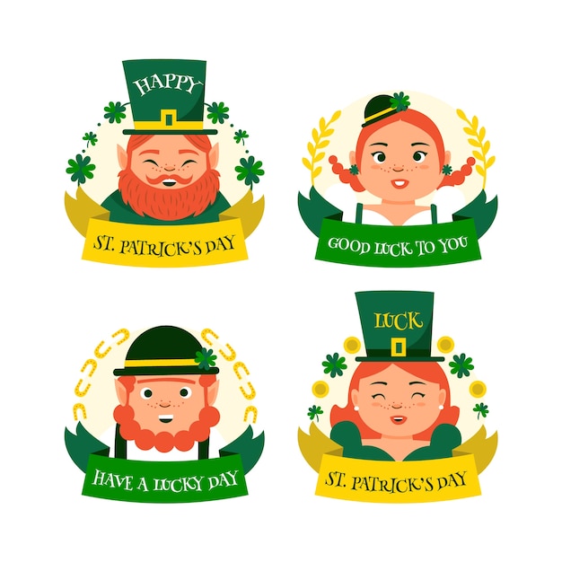 Handgetekende st. patricks dag label collectie concept