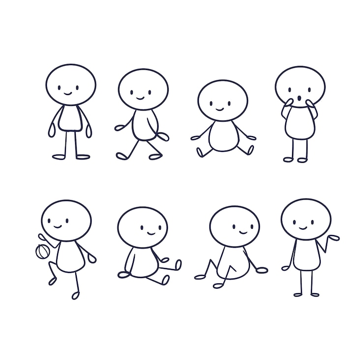 Gratis Vector handgetekende stickman collectie