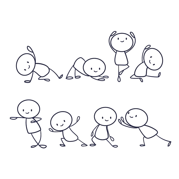 Gratis Vector handgetekende stickman collectie