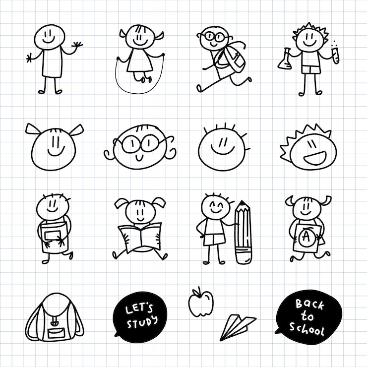 Gratis Vector handgetekende stickman collectie