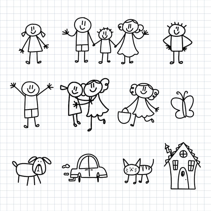Gratis Vector handgetekende stickman-collectie