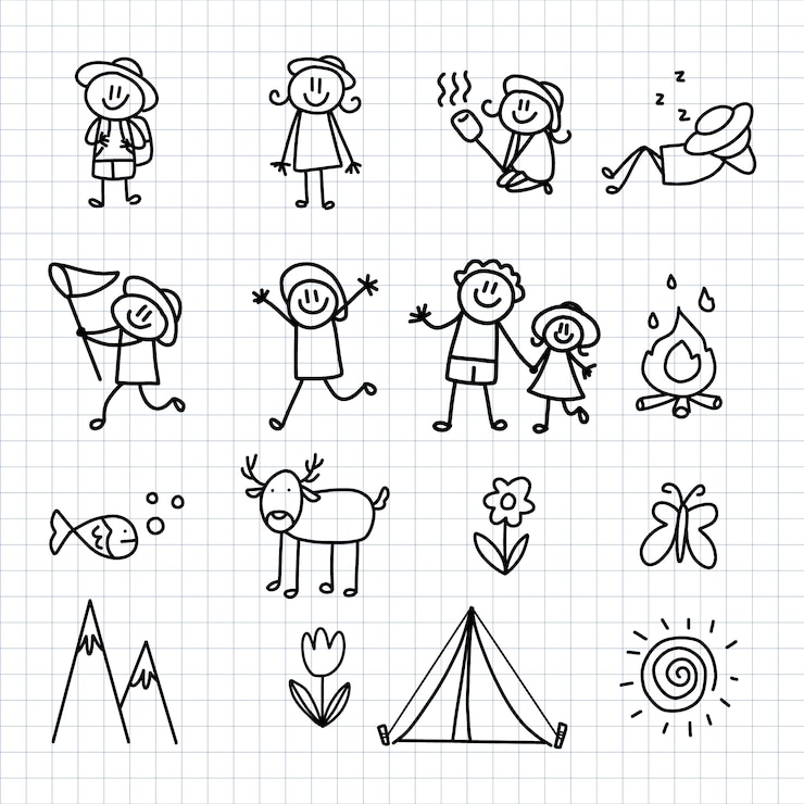 Gratis Vector handgetekende stickman collectie