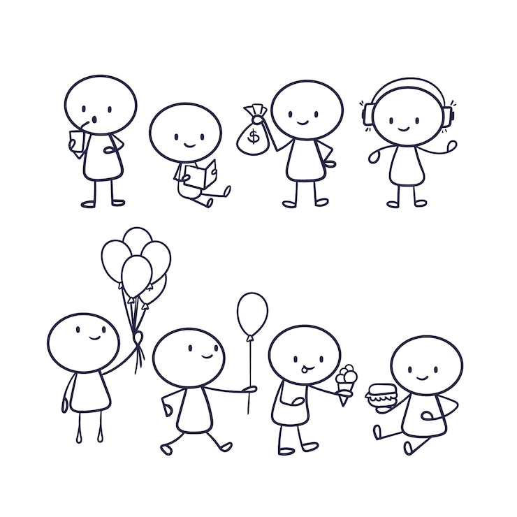 Gratis Vector handgetekende stickman collectie