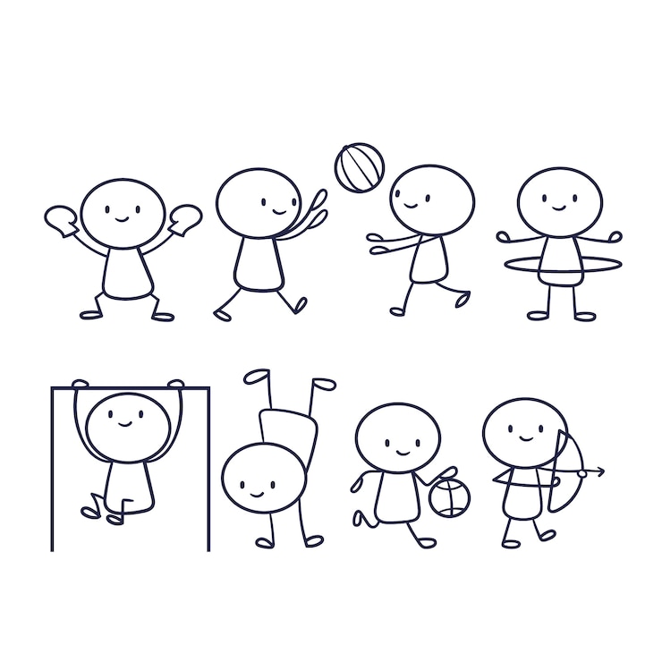 Gratis Vector handgetekende stickman collectie