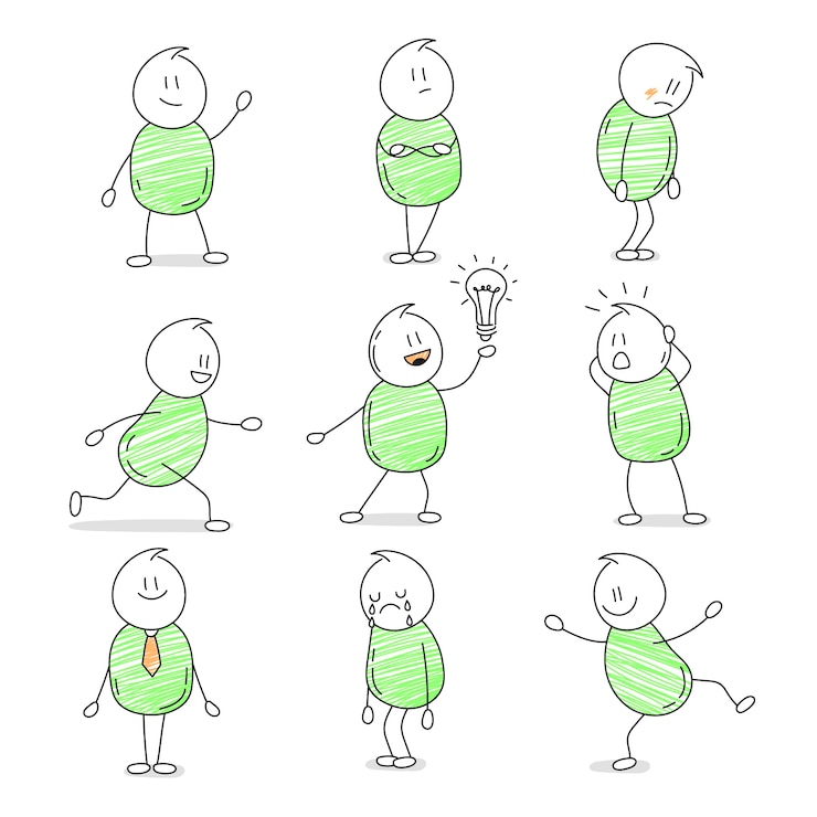 Gratis Vector handgetekende stickman collectie